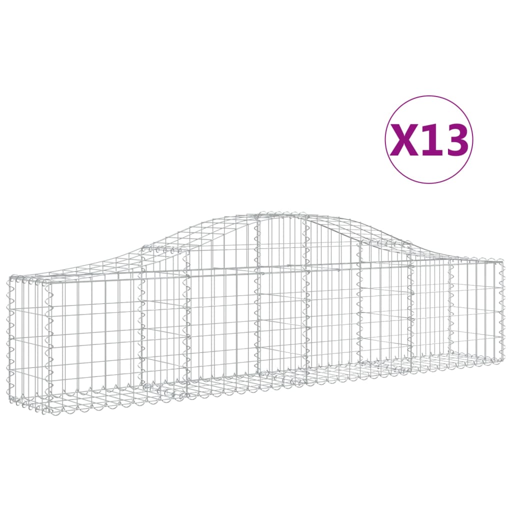 vidaXL Gabionen mit Hochbogen 13 Stk. 200x30x40/60 cm Verzinktes Eisen