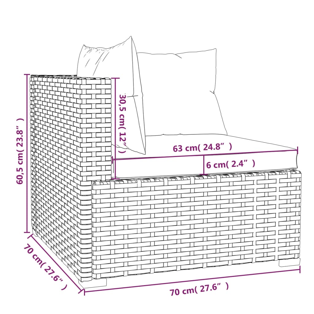 vidaXL 12-tlg. Garten-Lounge-Set mit Kissen Braun Poly Rattan