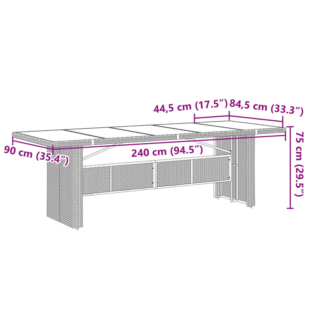 vidaXL 9-tlg. Garten-Essgruppe mit Kissen Schwarz Poly Rattan