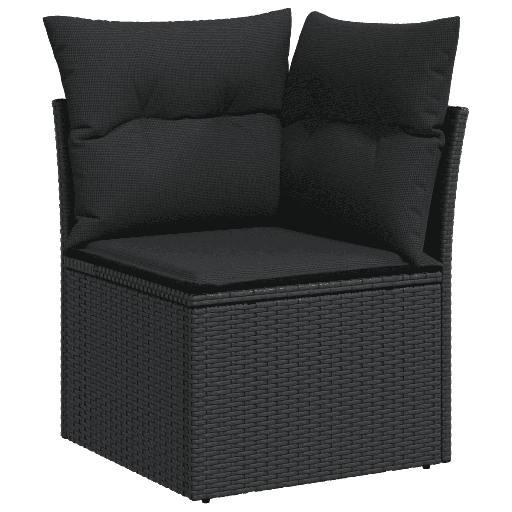 vidaXL 7-tlg. Garten-Sofagarnitur mit Kissen Schwarz Poly Rattan