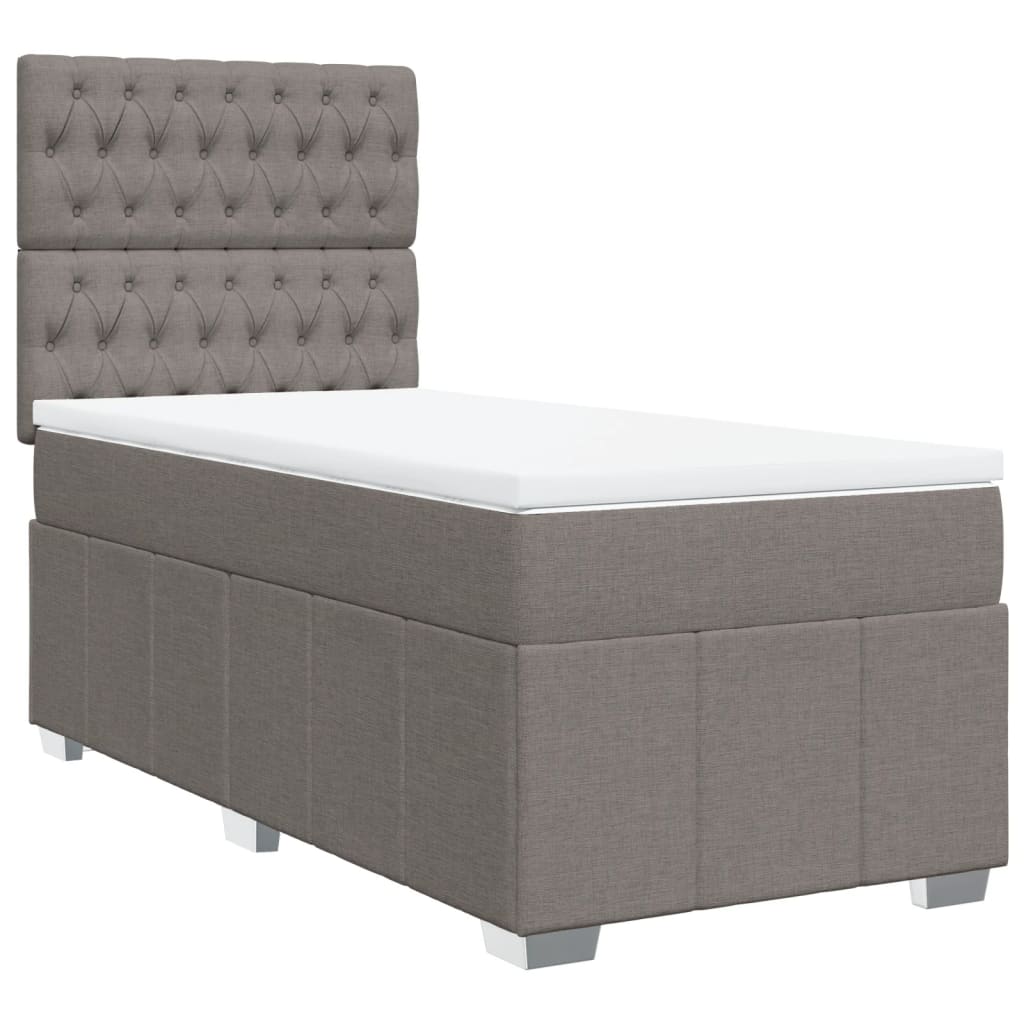 vidaXL Boxspringbett mit Matratze Taupe 90x190 cm Stoff