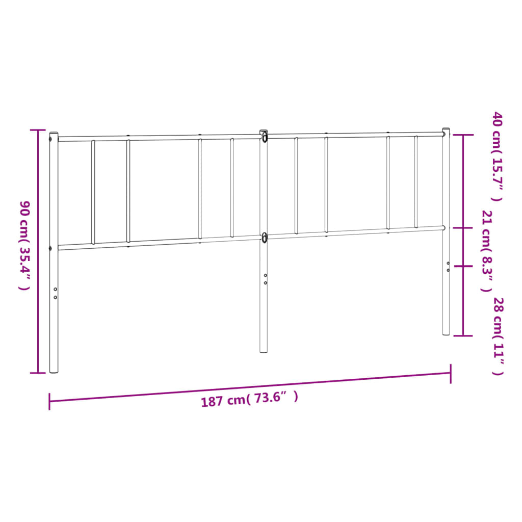 vidaXL Kopfteil Metall Weiß 180 cm