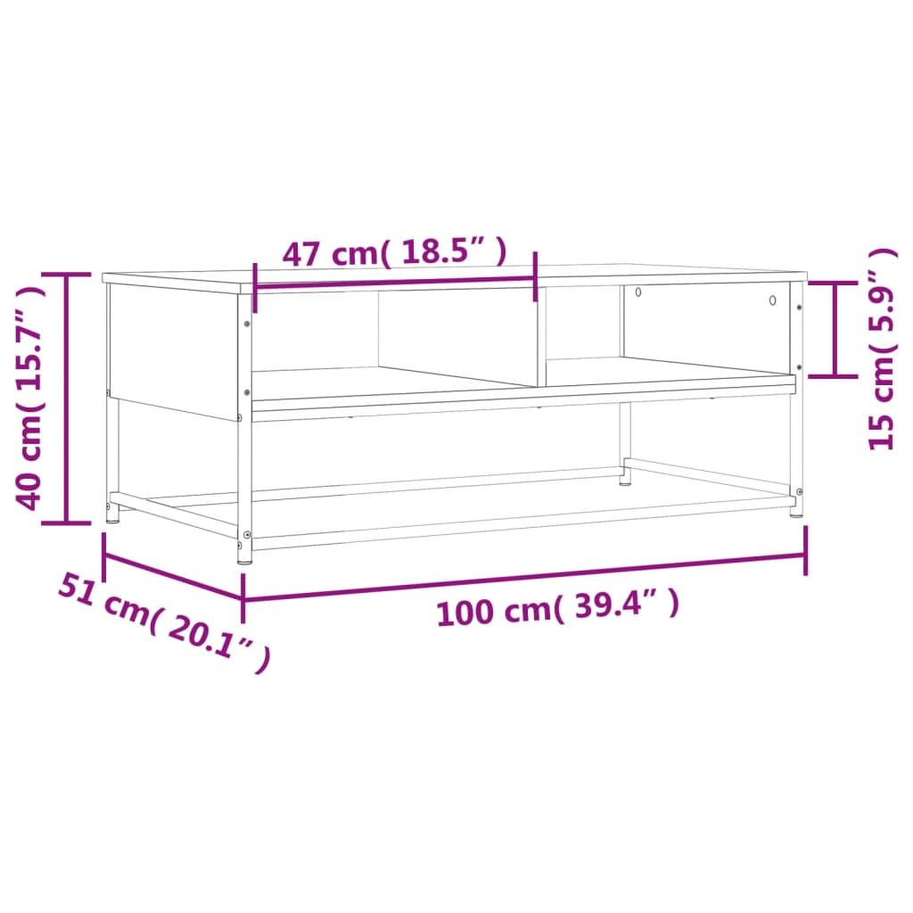 vidaXL Couchtisch Sonoma-Eiche 100x51x40 cm Holzwerkstoff