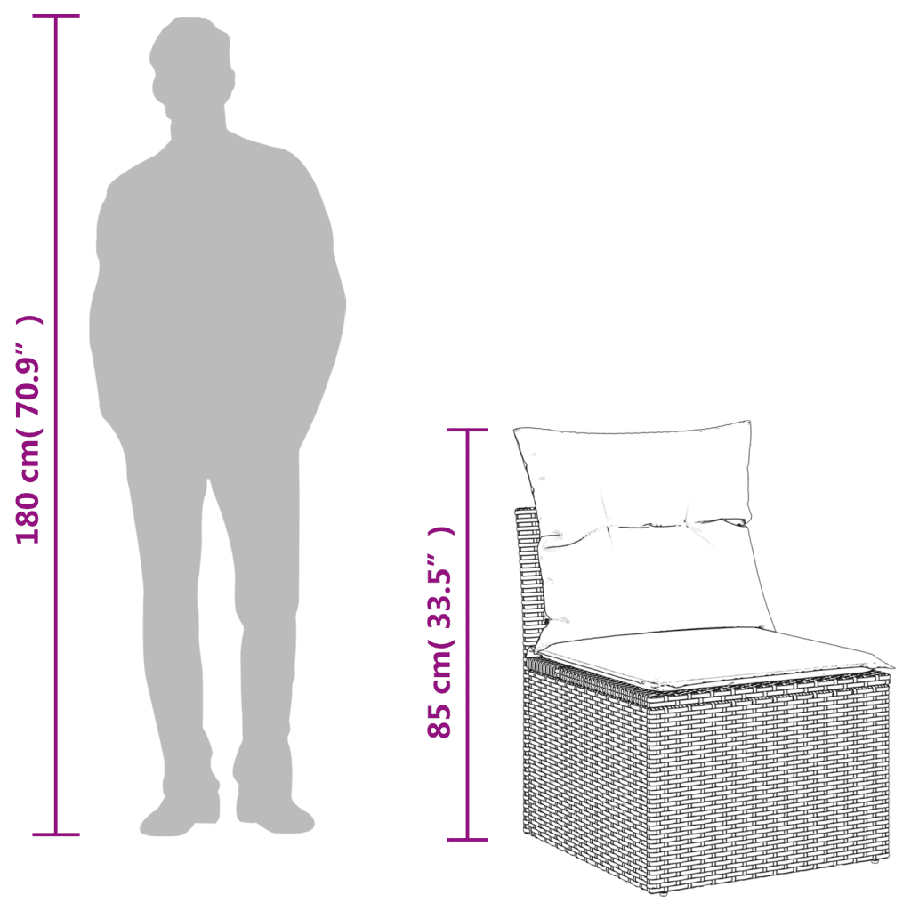 vidaXL 12-tlg. Garten-Sofagarnitur mit Kissen Grau Poly Rattan