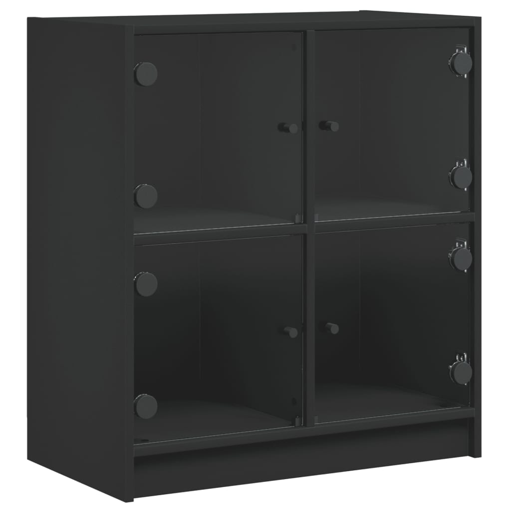 vidaXL Beistellschrank mit Glastüren Schwarz 68x37x75,5 cm