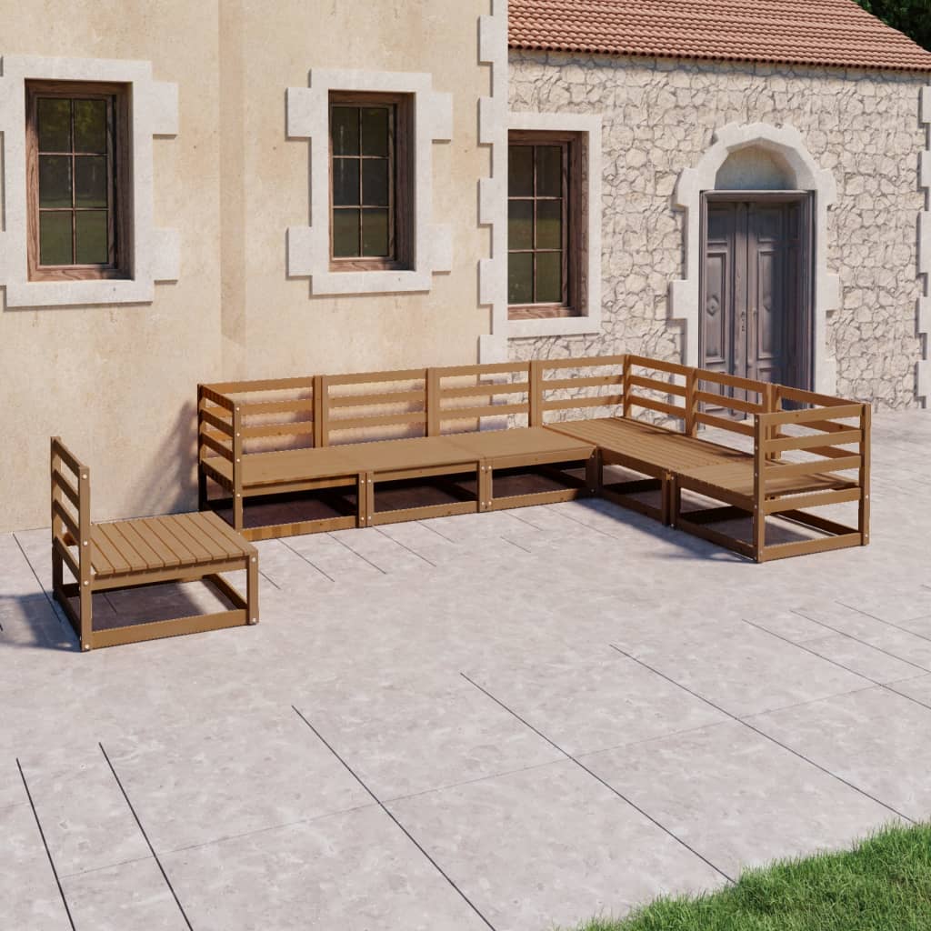 vidaXL 7-tlg. Garten-Lounge-Set Honigbraun Massivholz Kiefer