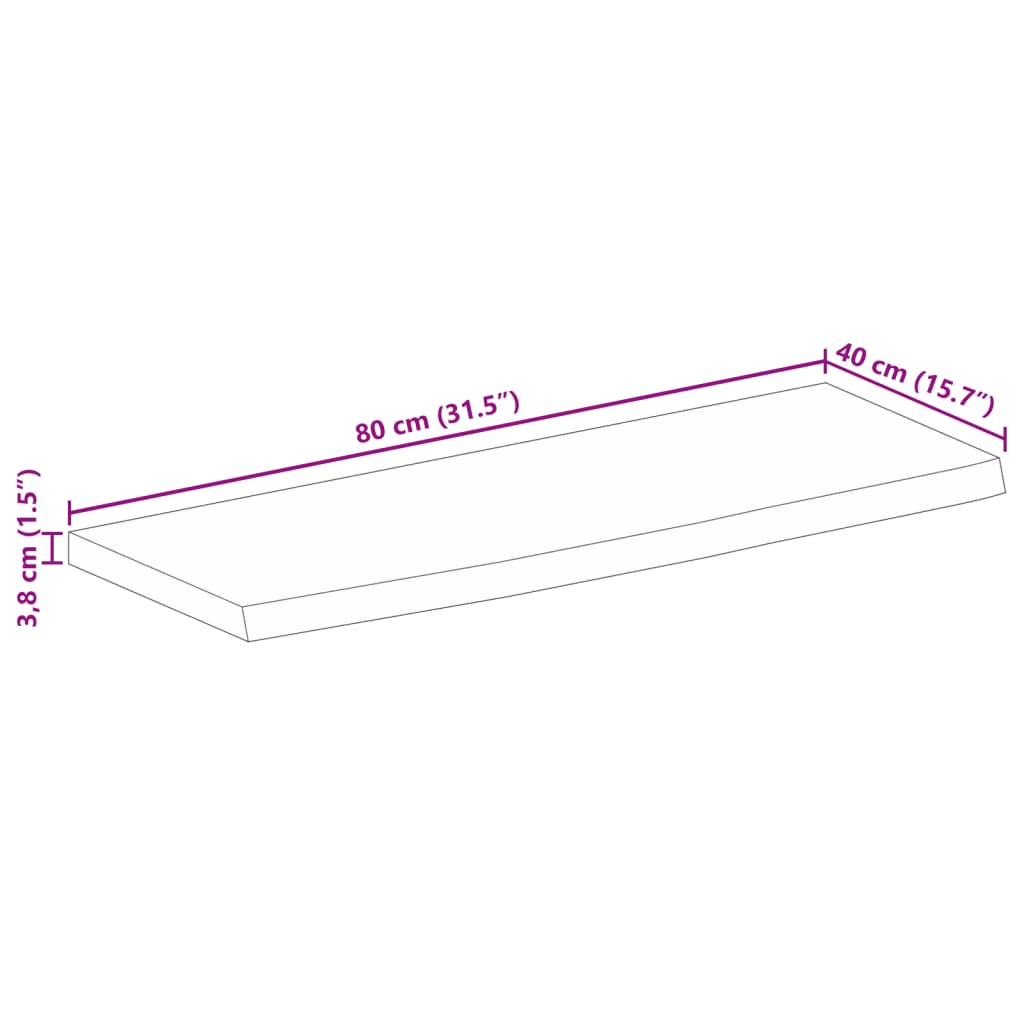 vidaXL Tischplatte mit Baumkante 80x40x3,8 cm Massivholz Mango