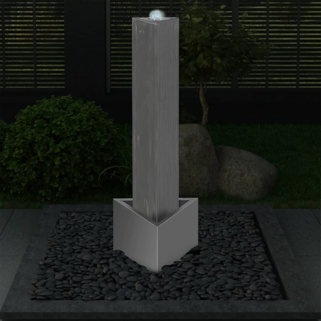 vidaXL Gartenbrunnen Silbern 37,7x32,6x110 cm Edelstahl