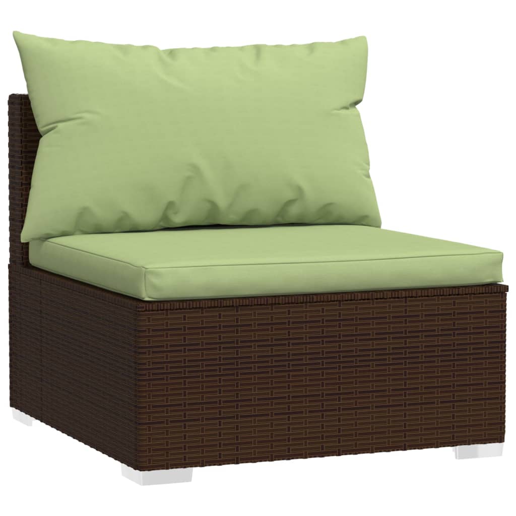 vidaXL 6-tlg. Garten-Lounge-Set mit Auflagen Poly Rattan Braun