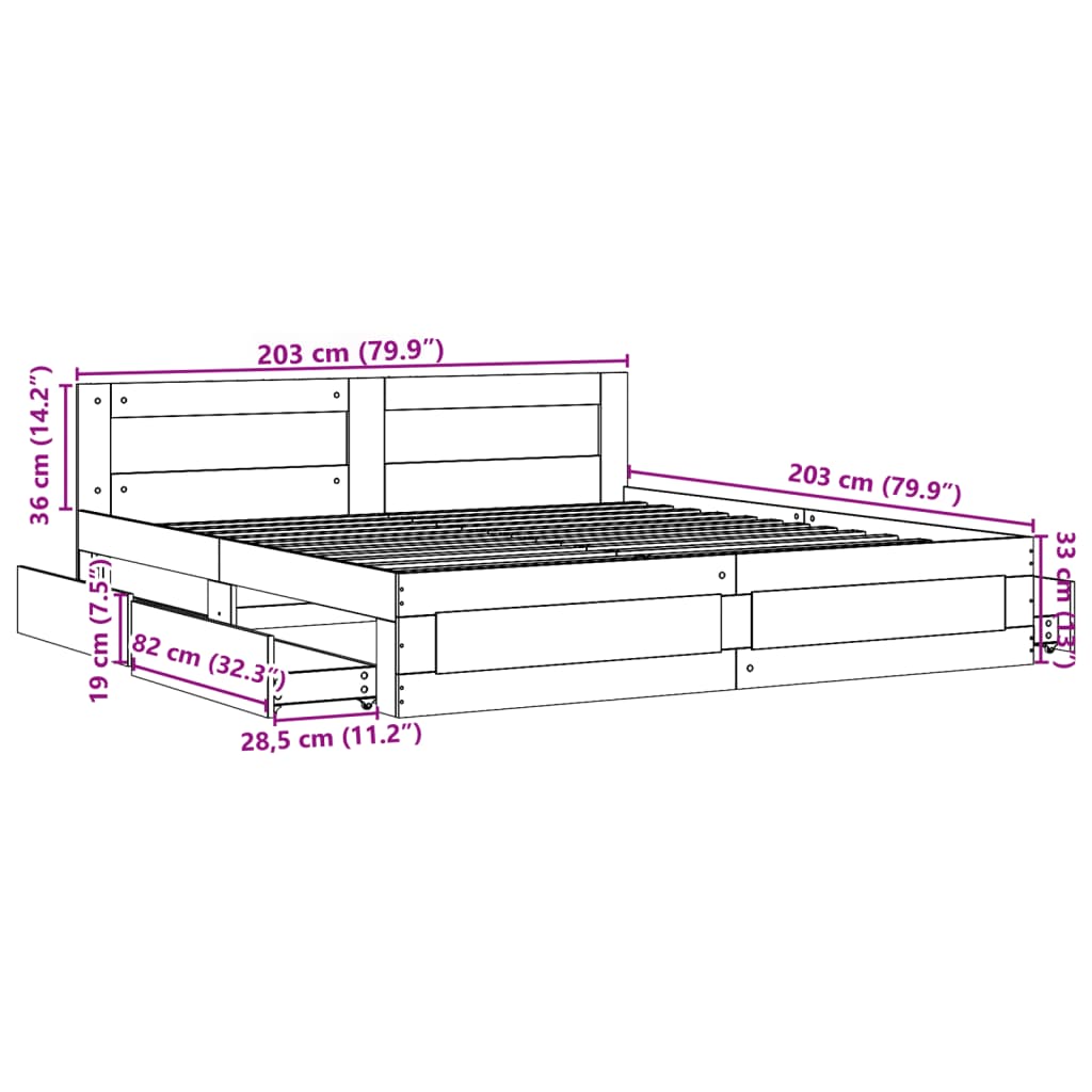 vidaXL Bettgestell mit Kopfteil Sonoma-Eiche 200x200 cm Holzwerkstoff