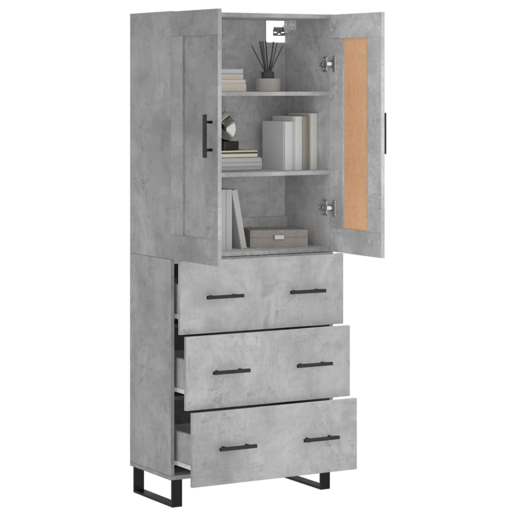 vidaXL Highboard Betongrau 69,5x34x180 cm Holzwerkstoff