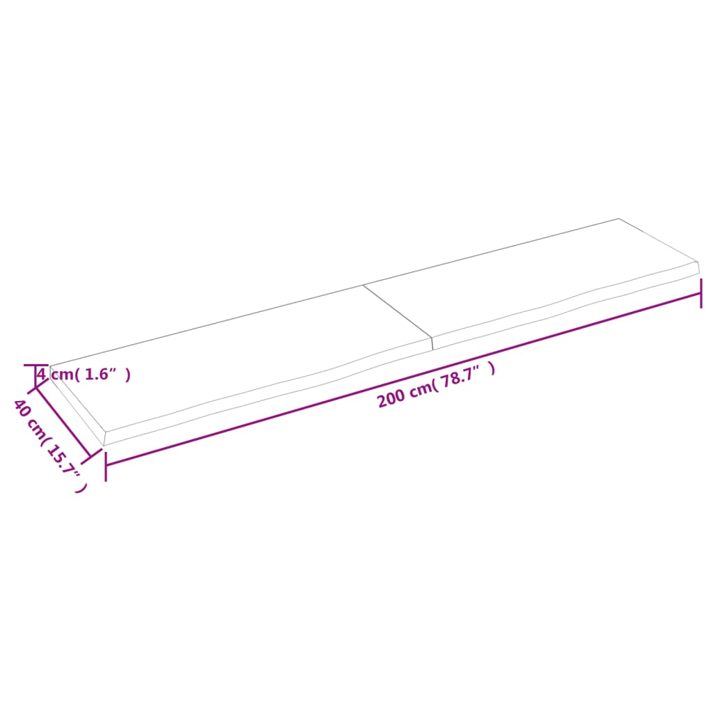 vidaXL Tischplatte 200x40x(2-4) cm Massivholz Eiche Unbehandelt