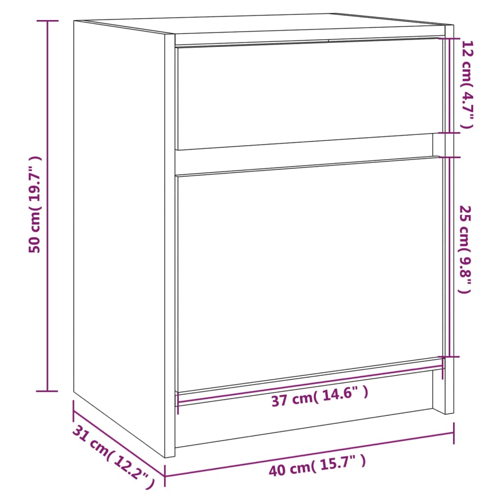 vidaXL Nachtschrank 40x31x50 cm Massivholz Kiefer