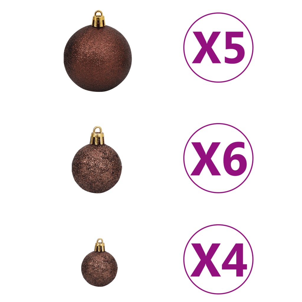 vidaXL Künstlicher Halb-Weihnachtsbaum Beleuchtung Kugeln Grün 120 cm