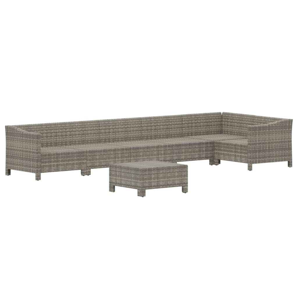 vidaXL 7-tlg. Garten-Lounge-Set mit Kissen Grau Poly Rattan