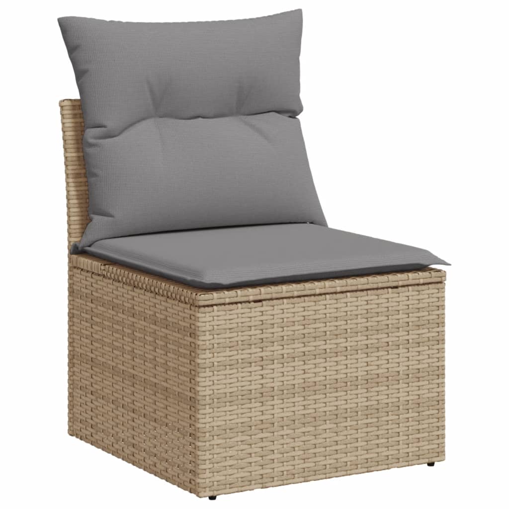 vidaXL 12-tlg. Garten-Sofagarnitur mit Kissen Beige Poly Rattan