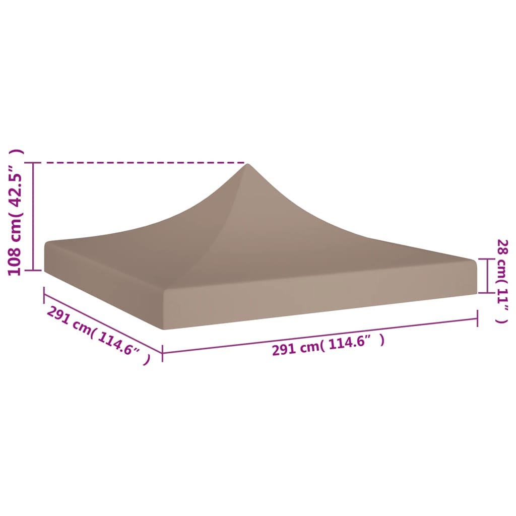 vidaXL Partyzelt-Dach 3x3 m Taupe 270 g/m²