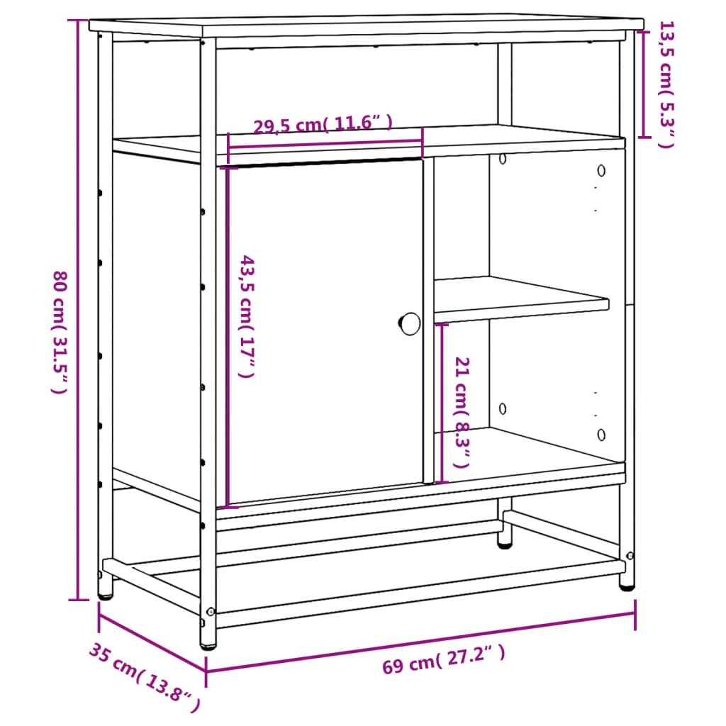 vidaXL Sideboard Räuchereiche 69x35x80 cm Holzwerkstoff