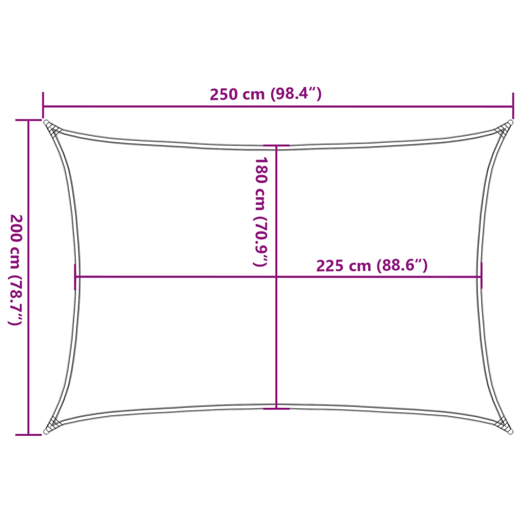 vidaXL Sonnensegel 160 g/m² Schwarz 2x2,5 m HDPE