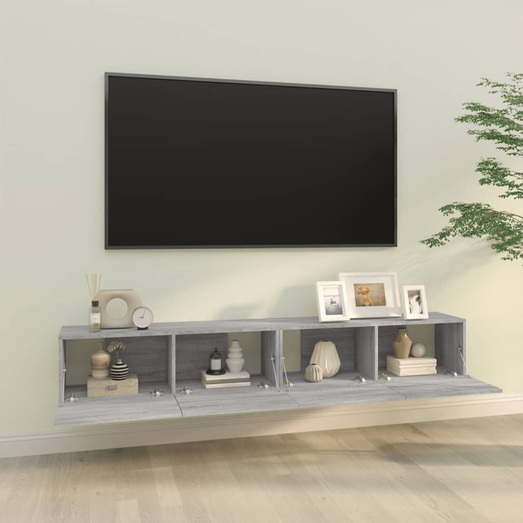 vidaXL TV-Wandschränke 2 Stk. Grau Sonoma 100x30x30 cm Holzwerkstoff