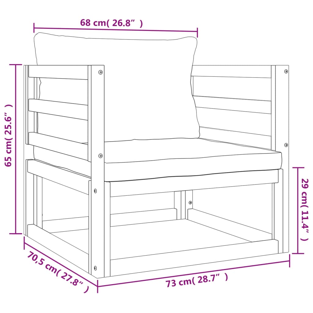 vidaXL 5-tlg. Garten-Lounge-Set mit Grünen Kissen Massivholz