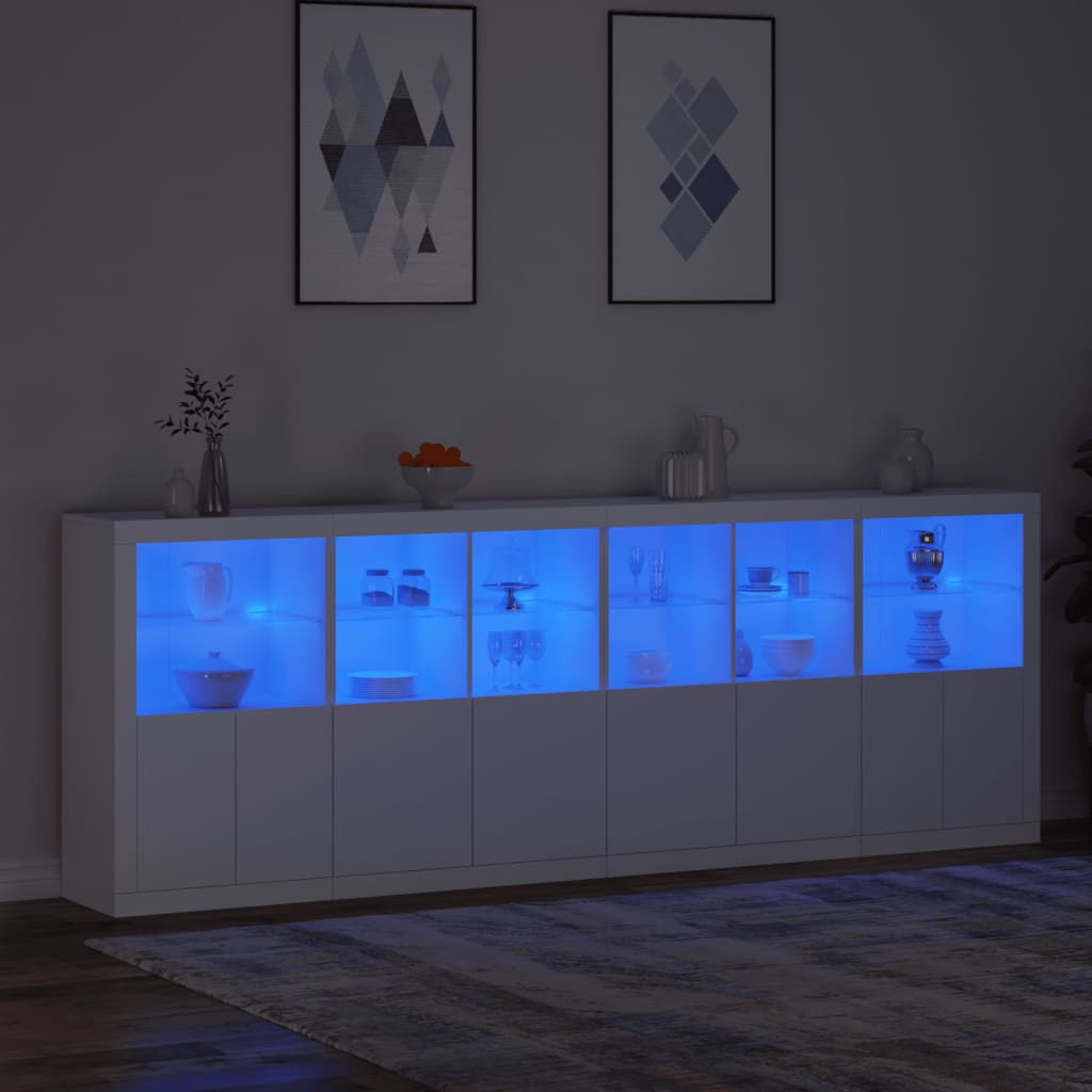 vidaXL Sideboard mit LED-Leuchten Weiß 283x37x100 cm