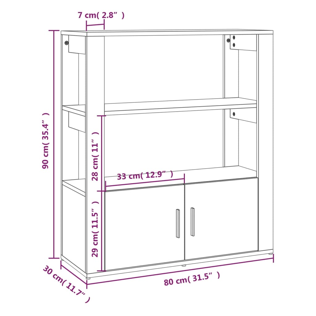 vidaXL Sideboard Hochglanz-Weiß 80x30x90 cm Holzwerkstoff