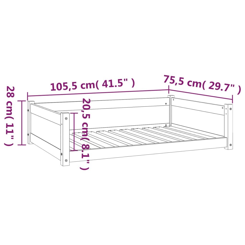 vidaXL Hundebett 105,5x75,5x28 cm Massivholz Kiefer