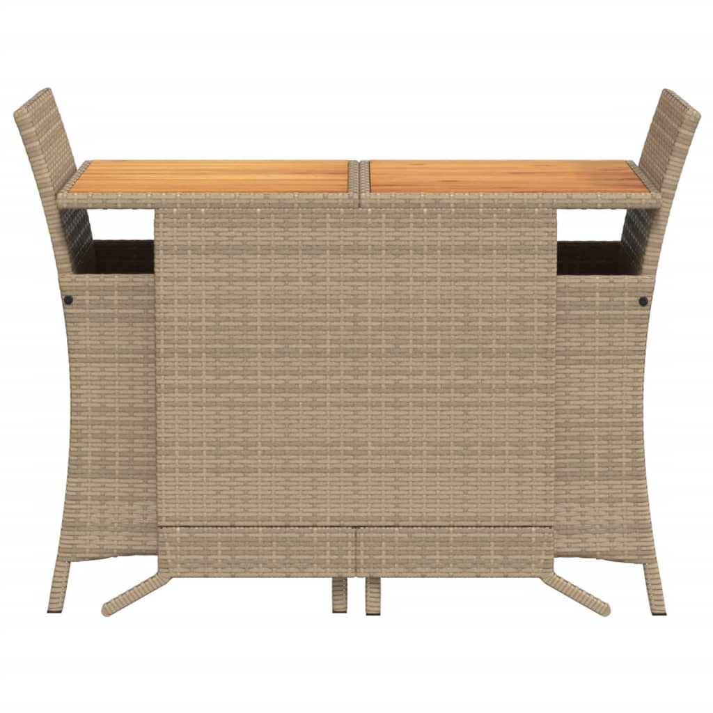 vidaXL 3-tlg. Bistro-Set mit Kissen Beige Poly Rattan