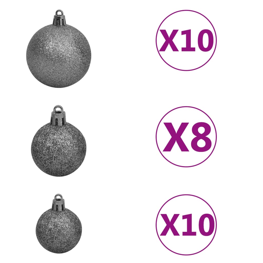 vidaXL Künstlicher Weihnachtsbaum Beleuchtung & Kugeln Schwarz 210 cm