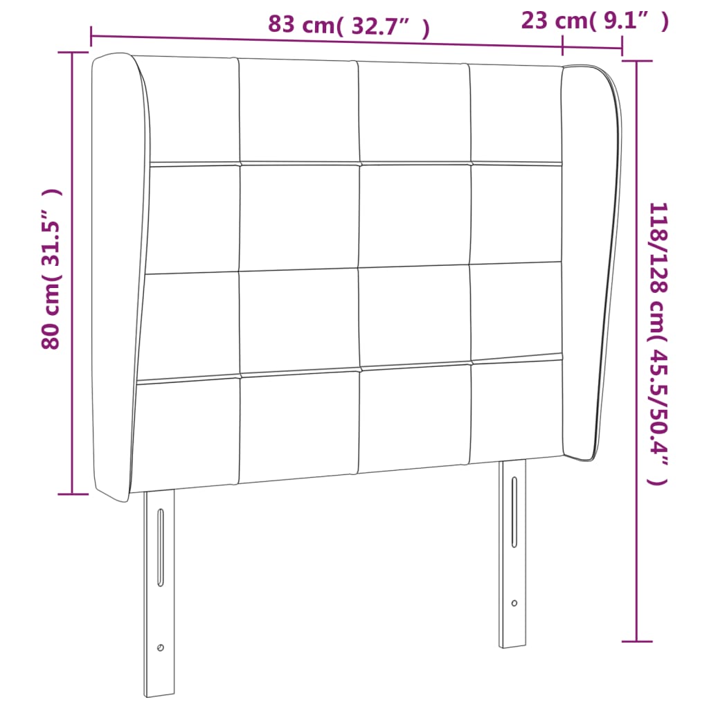 vidaXL Kopfteil mit Ohren Dunkelbraun 83x23x118/128 cm Stoff