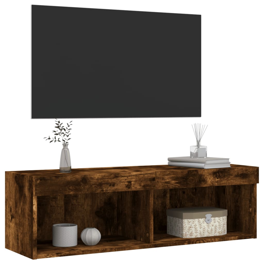 vidaXL TV-Schrank mit LED-Leuchten Räuchereiche 100x30x30 cm