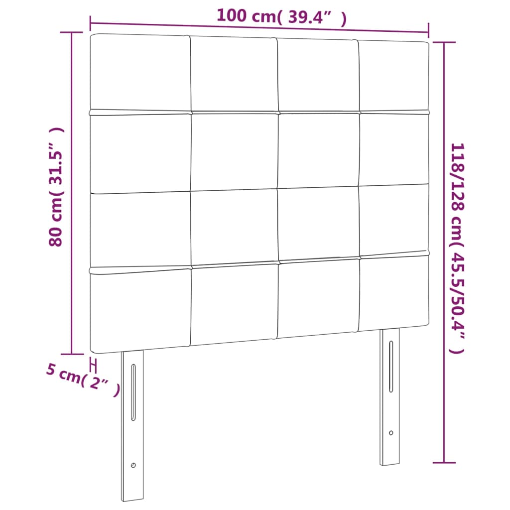 vidaXL LED Kopfteil Creme 100x5x118/128 cm Stoff