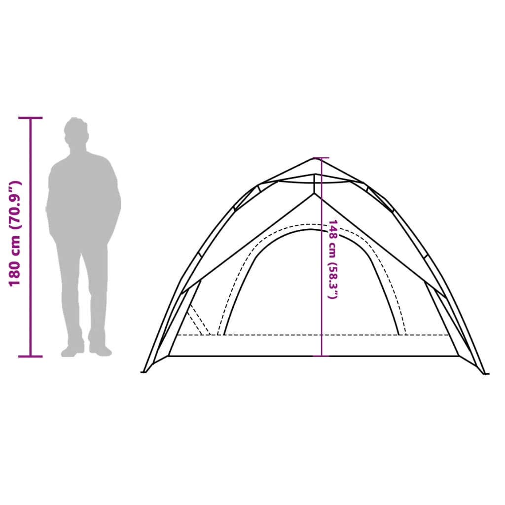 vidaXL Kuppel-Campingzelt 3 Personen Grau und Orange Quick Release