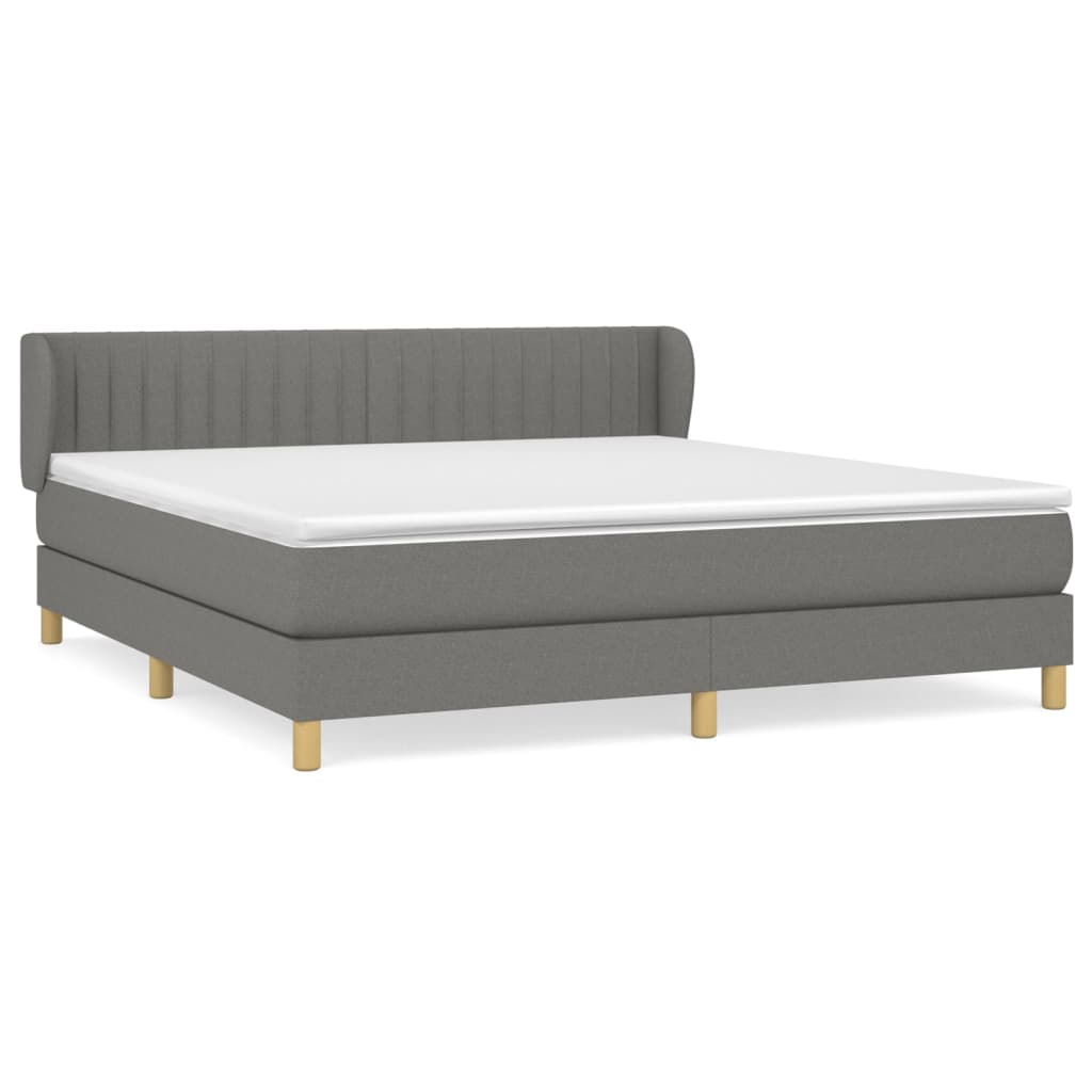 vidaXL Boxspringbett mit Matratze Dunkelgrau 180x200 cm Stoff