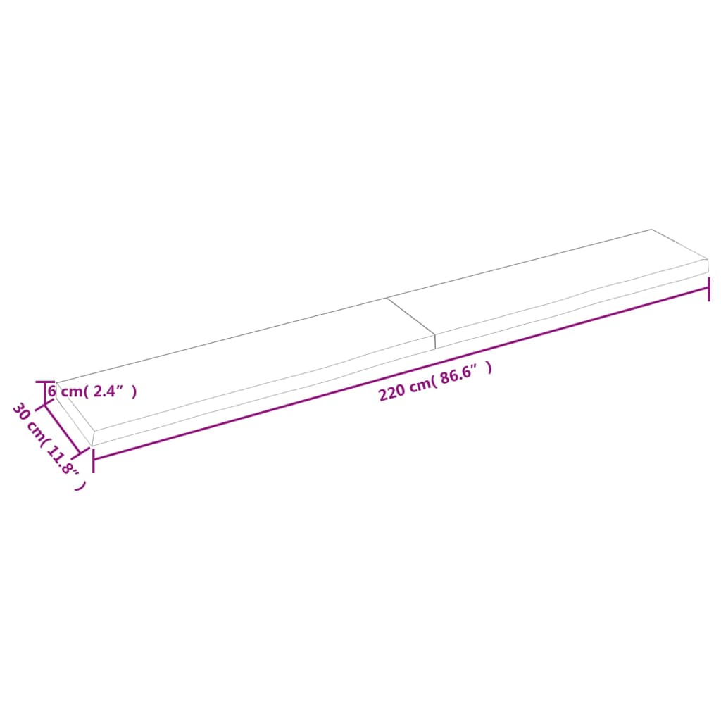 vidaXL Waschtischplatte Hellbraun 220x30x(2-6) cm Massivholz Behandelt