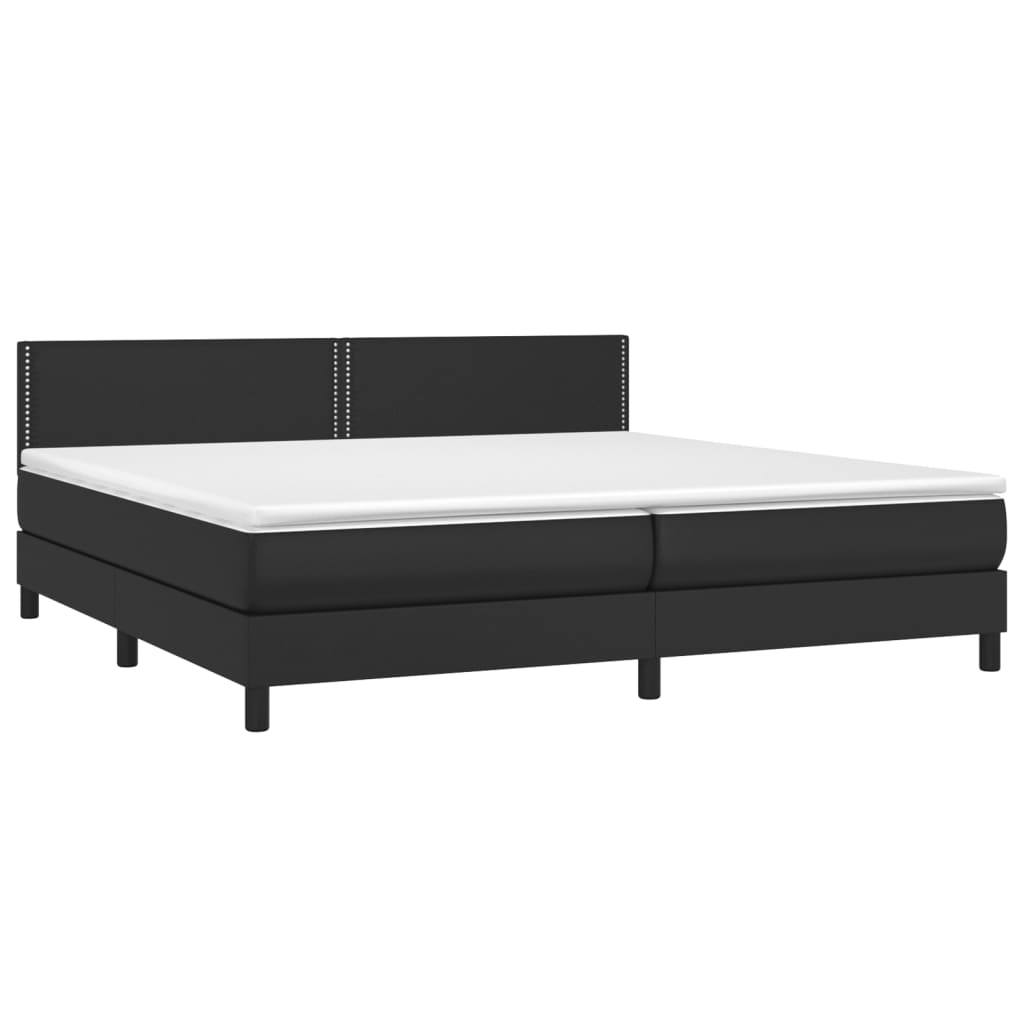 vidaXL Boxspringbett mit Matratze & LED Schwarz 200x200 cm Kunstleder