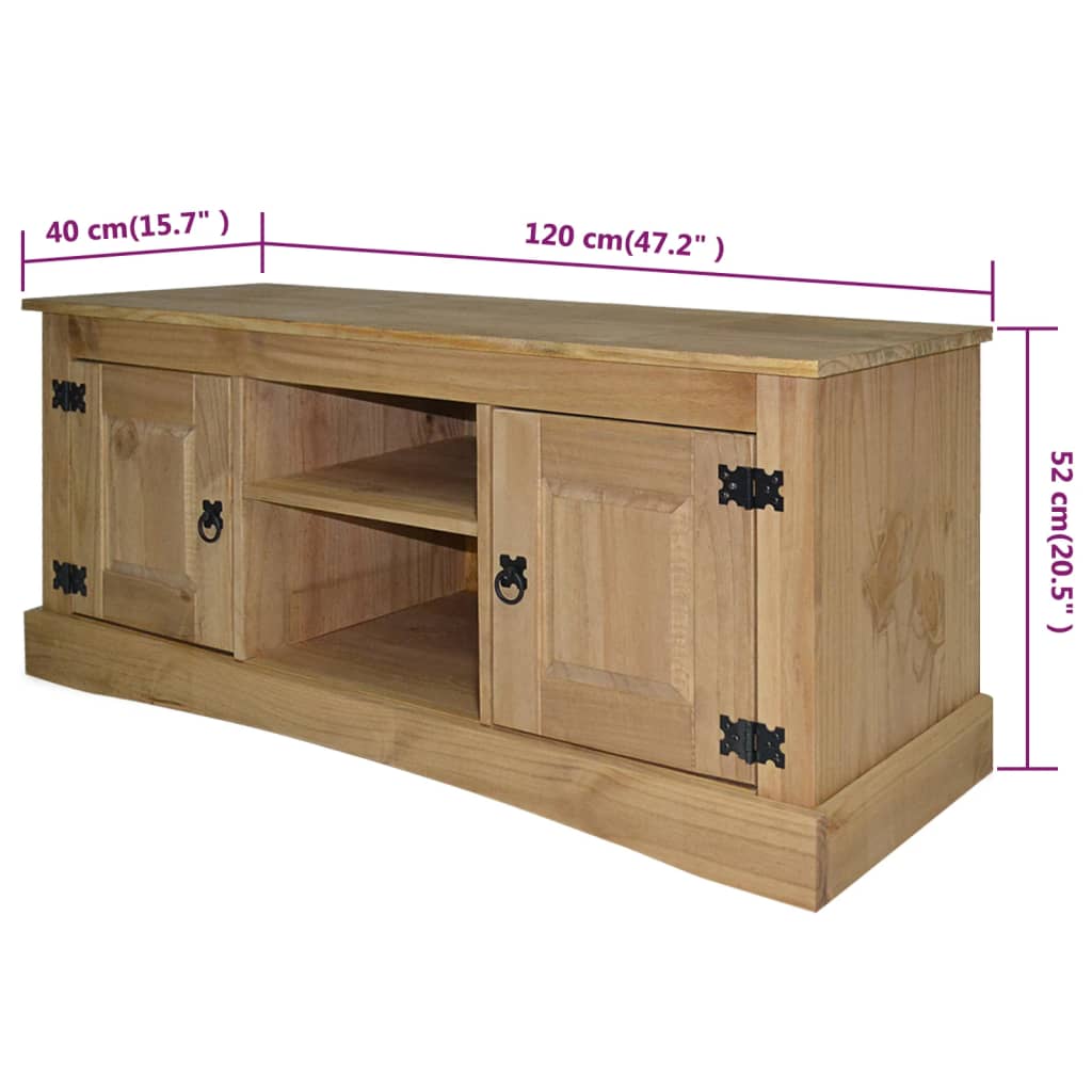 vidaXL TV-Schrank Mexiko-Stil Kiefernholz 120x40x52 cm