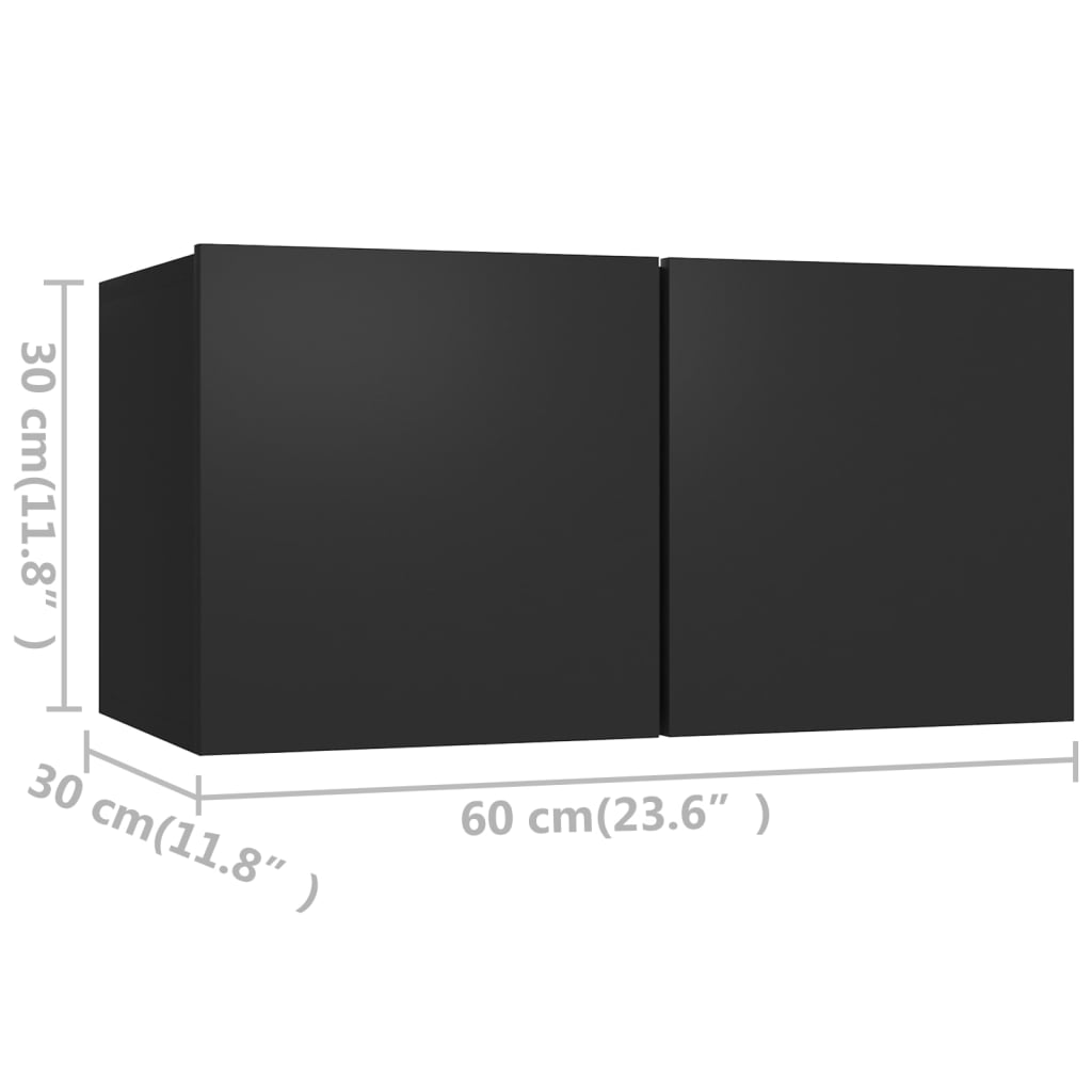 vidaXL 4-tlg. TV-Schrank-Set Schwarz Holzwerkstoff