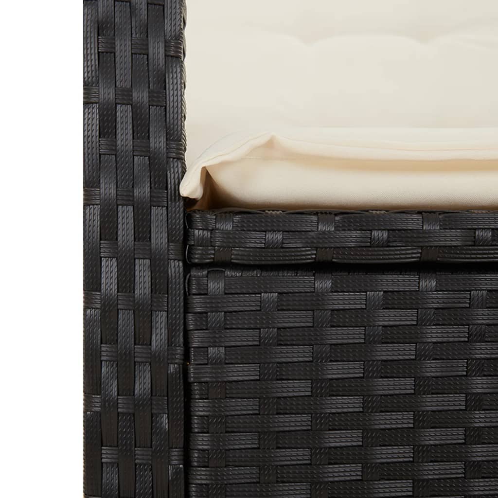 vidaXL 7-tlg. Garten-Essgruppe mit Kissen Schwarz Poly Rattan