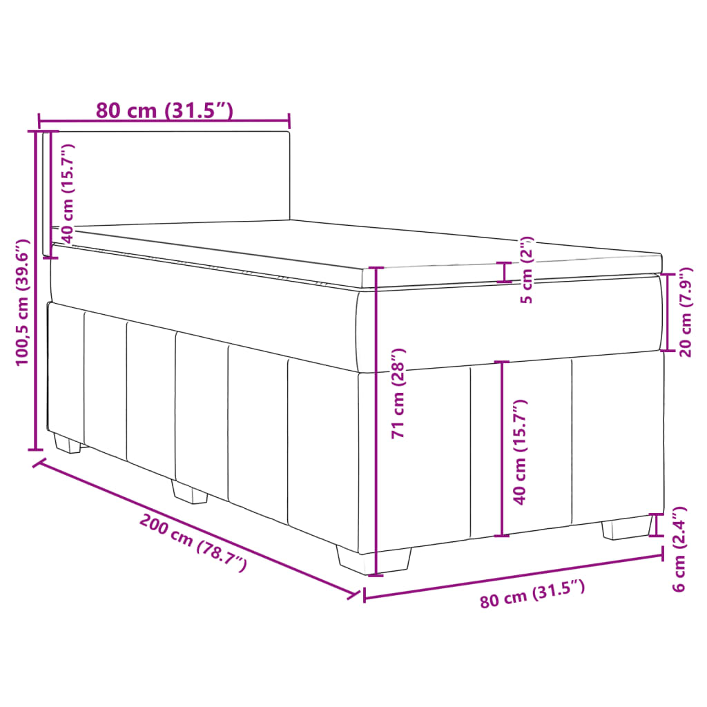 vidaXL Boxspringbett mit Matratze Creme 80x200 cm Stoff