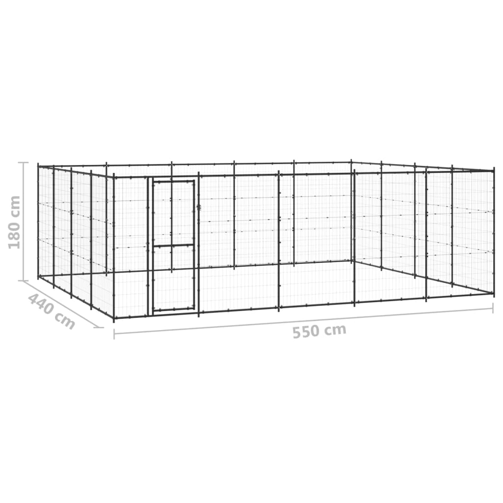 vidaXL Outdoor-Hundezwinger Stahl 24,2 m²