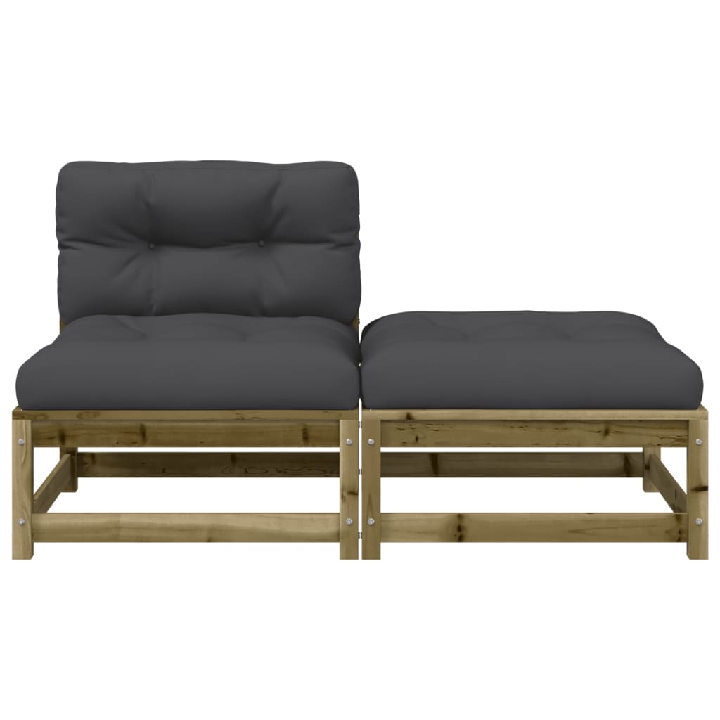 vidaXL Gartensofa ohne Armlehnen mit Kissen und Hocker