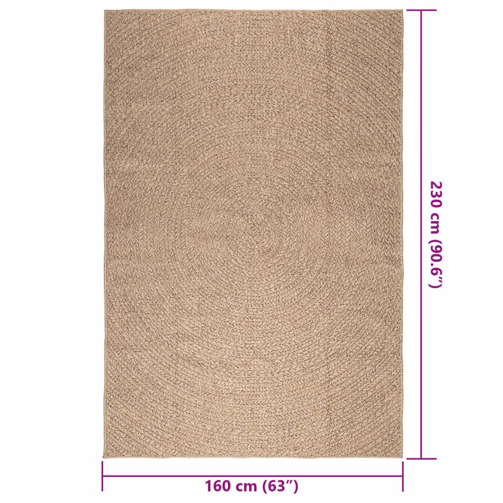 vidaXL Teppich ZIZUR 160x230 cm Jute-Optik Indoor und Outdoor