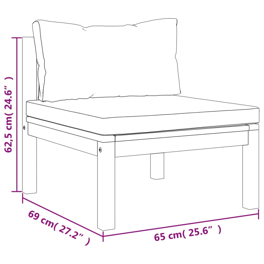 vidaXL 3-tlg. Garten-Lounge-Set mit Creme Kissen Massivholz Akazie