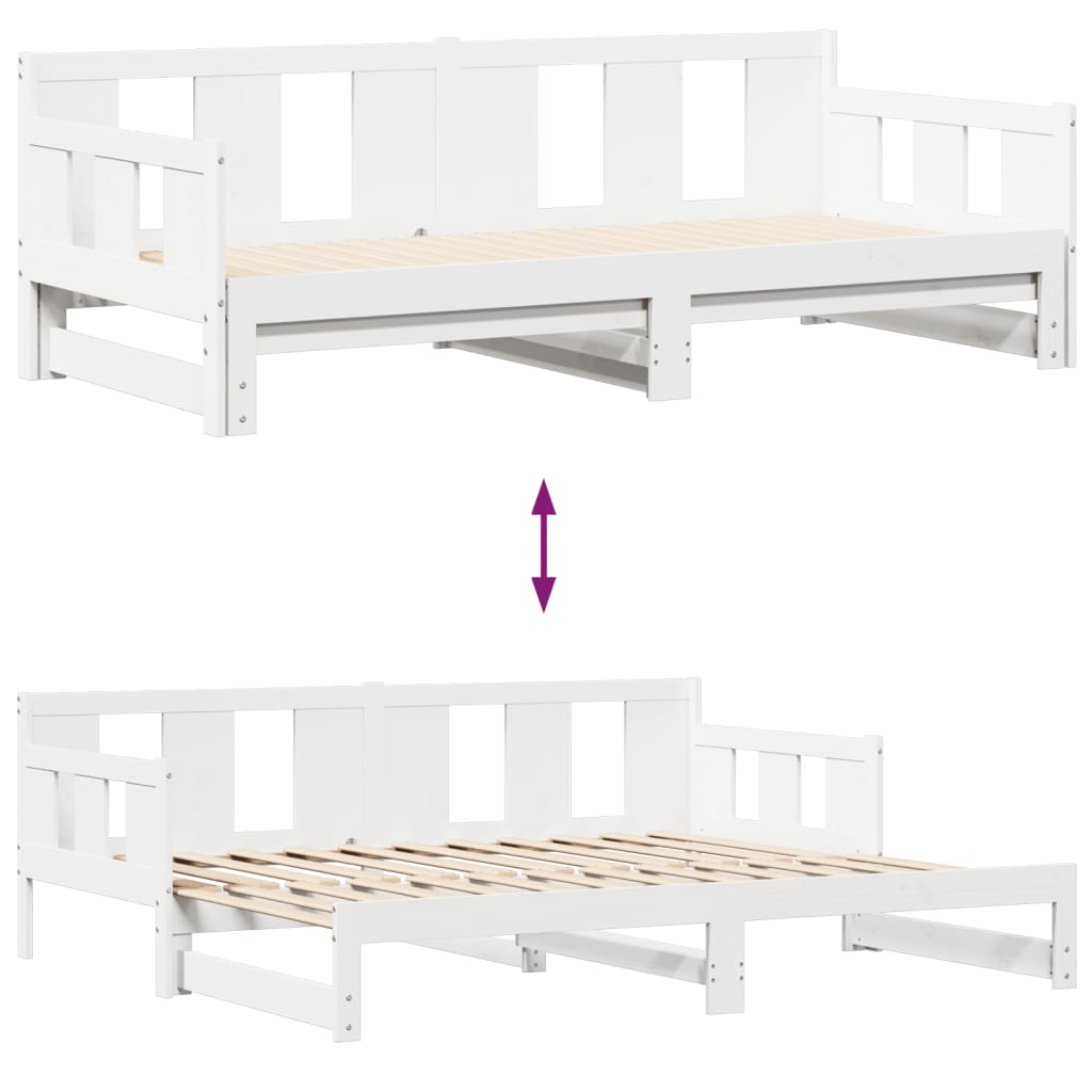 vidaXL Tagesbett Ausziehbar mit Schubladen Weiß 80x200 cm Kiefernholz