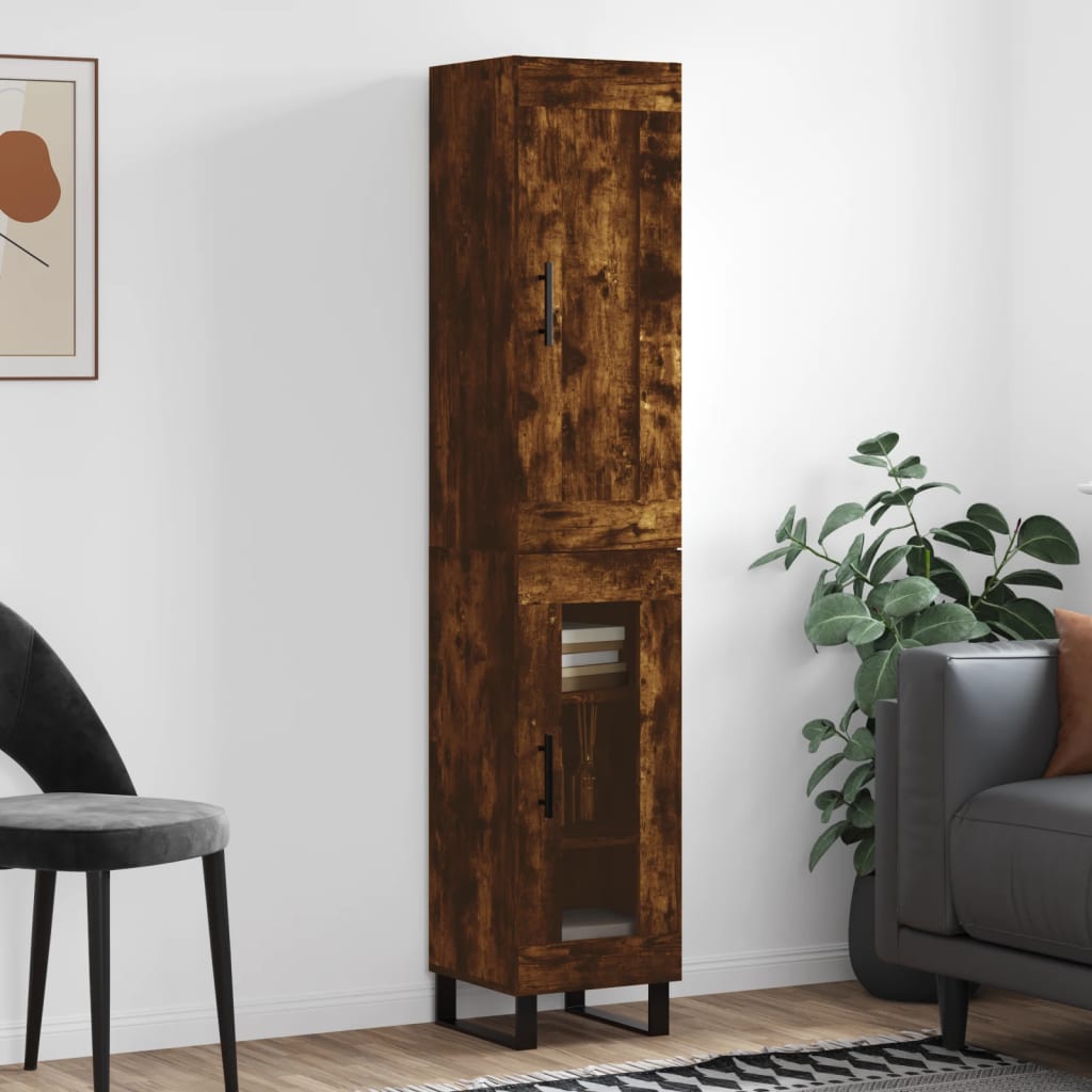 vidaXL Highboard Räuchereiche 34,5x34x180 cm Holzwerkstoff