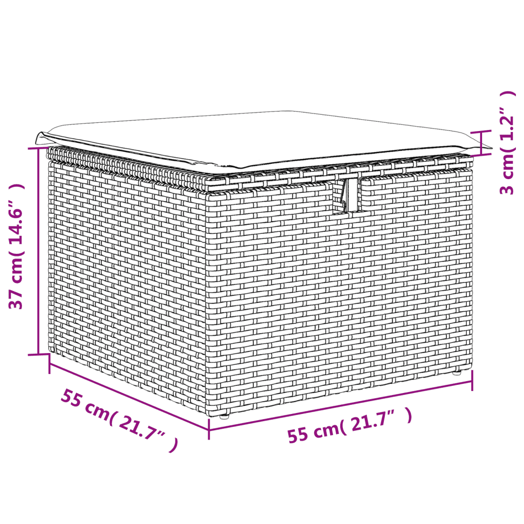 vidaXL 7-tlg. Garten-Sofagarnitur mit Kissen Schwarz Poly Rattan