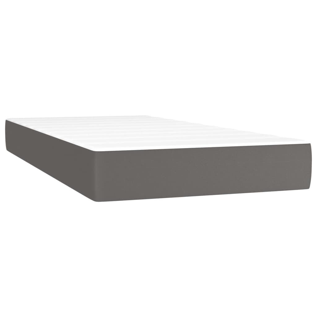 vidaXL Boxspringbett mit Matratze Grau 200x200 cm Kunstleder