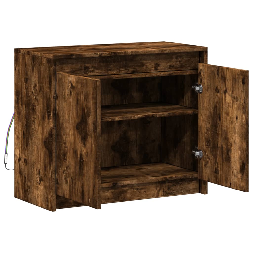 vidaXL LED-Sideboard Räuchereiche 72x34x61 cm Holzwerkstoff